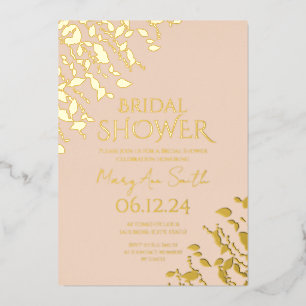 Elegant Vrijgezellenfeest Gold Floral Blush Folie Uitnodiging