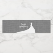 Elegant Vrijgezellenfeest grijs linnen Waterfles Etiket (Enkel label)