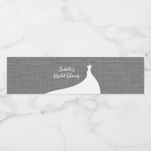 Elegant Vrijgezellenfeest grijs linnen Waterfles Etiket (Enkel label)