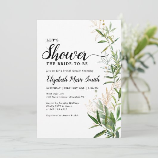 Elegant Vrijgezellenfeest groen botanisch geblader Kaart (Staand voorkant)