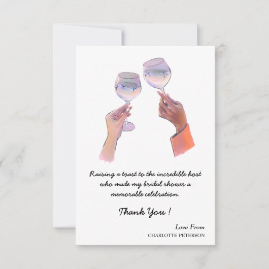 Elegant Vrijgezellenfeest Host Dank u Notitiekaartje (Voorkant)