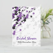 Elegant Vrijgezellenfeest Japans bloemen Paars Kaart (Staand voorkant)