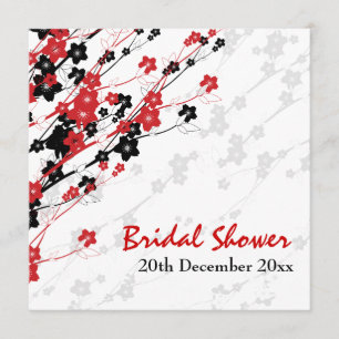Elegant Vrijgezellenfeest Japanse bloemen Rood Kaart