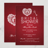 Elegant Vrijgezellenfeest key to my Heart Red Kaart (Voorkant / Achterkant)