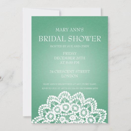 Elegant Vrijgezellenfeest  Lace Mint Green Kaart (Achterkant)