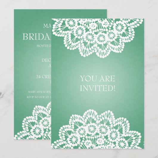 Elegant Vrijgezellenfeest  Lace Mint Green Kaart (Voorkant / Achterkant)