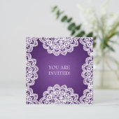 Elegant Vrijgezellenfeest  Lace Paars Kaart (Staand voorkant)