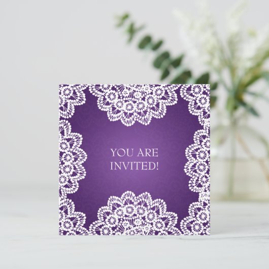 Elegant Vrijgezellenfeest  Lace Paars Kaart (Staand voorkant)