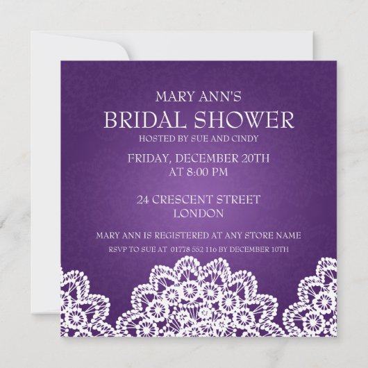 Elegant Vrijgezellenfeest  Lace Paars Kaart (Achterkant)