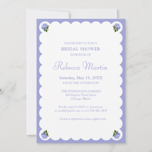 Elegant Vrijgezellenfeest Lavendel Blauwe Hydrange Kaart (Voorkant)