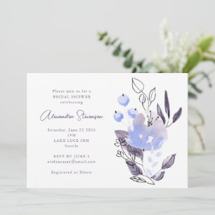 Elegant Vrijgezellenfeest Lila Blauw Waterverf Blo Kaart