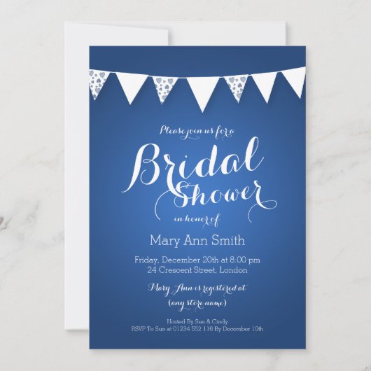 Elegant Vrijgezellenfeest Love Bunting Blue Kaart (Voorkant)