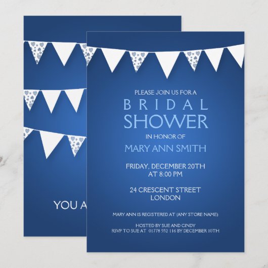 Elegant Vrijgezellenfeest Love Bunting Blue Kaart (Voorkant / Achterkant)