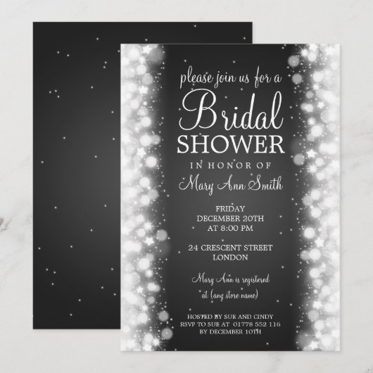 Elegant Vrijgezellenfeest Magic Sparkle Black Kaart (Voorkant / Achterkant)