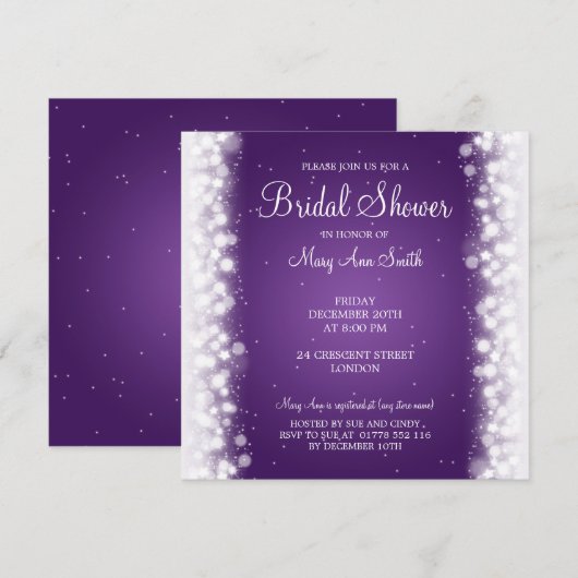 Elegant Vrijgezellenfeest Magic Sparkle Paars Kaart (Voorkant / Achterkant)