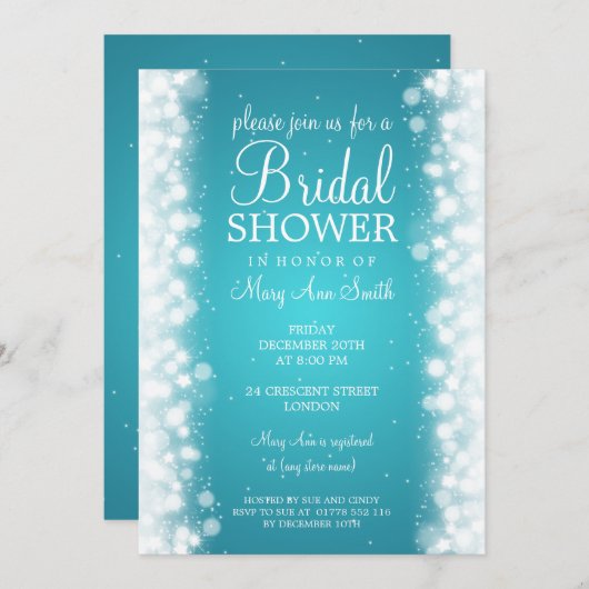 Elegant Vrijgezellenfeest Magic Sparkle Turquoise Kaart (Voorkant / Achterkant)