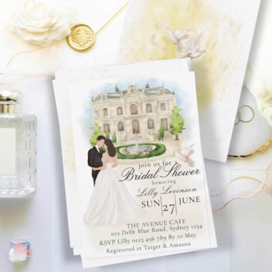 Elegant Vrijgezellenfeest met bruid en bruidegom l Kaart