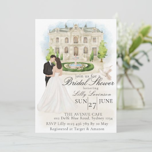 Elegant Vrijgezellenfeest met bruid en bruidegom l Kaart (Staand voorkant)