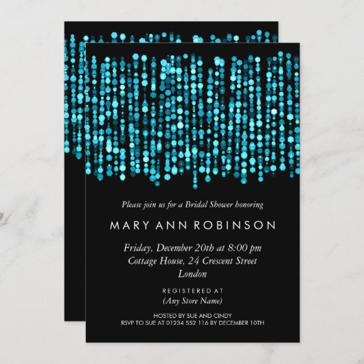 Elegant Vrijgezellenfeest Modern Turquoise Lights Kaart (Voorkant / Achterkant)