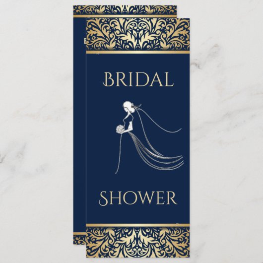 Elegant Vrijgezellenfeest Navy met goud Kaart (Voorkant / Achterkant)