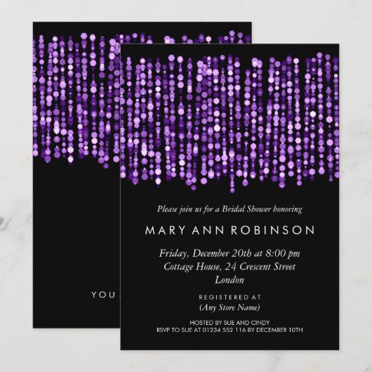 Elegant Vrijgezellenfeest Paarse lichten Kaart (Voorkant / Achterkant)