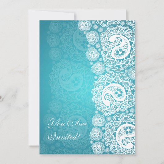 Elegant Vrijgezellenfeest Paisley Lace Blue Kaart (Voorkant)