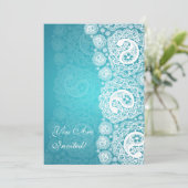 Elegant Vrijgezellenfeest Paisley Lace Blue Kaart (Staand voorkant)
