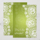 Elegant Vrijgezellenfeest Paisley Lace Lime Green Kaart (Voorkant / Achterkant)