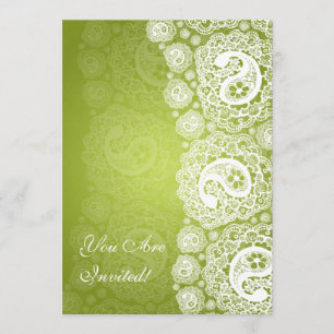 Elegant Vrijgezellenfeest Paisley Lace Lime Green Kaart