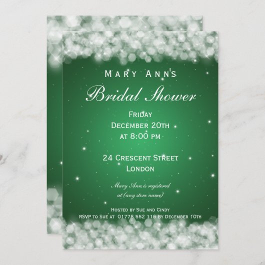 Elegant Vrijgezellenfeest Party Sparkle Emerald Gr Kaart (Voorkant / Achterkant)