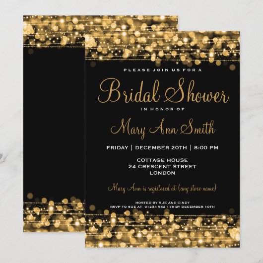 Elegant Vrijgezellenfeest Party Sparkles Gold Kaart (Voorkant / Achterkant)