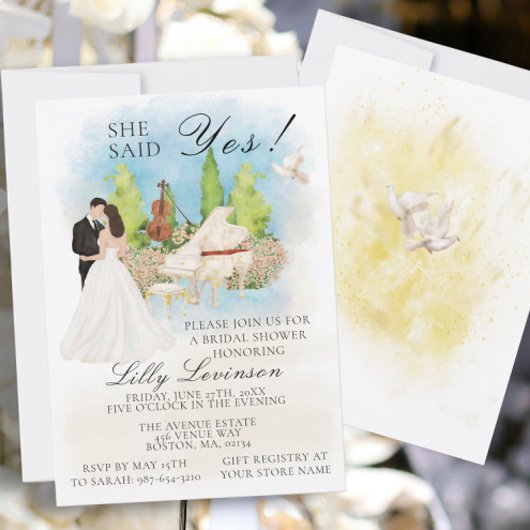 Elegant Vrijgezellenfeest Pianoviool Ze zei Ja! Kaart