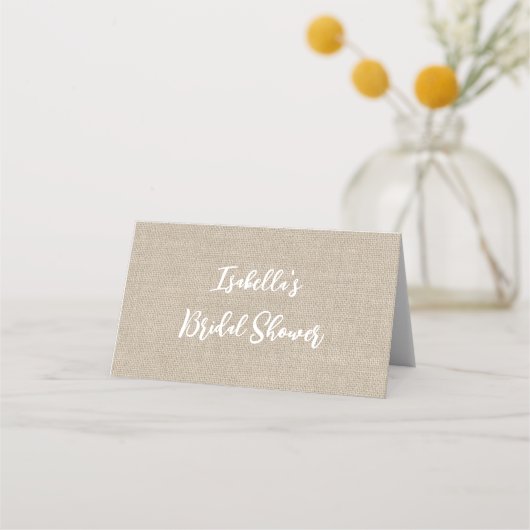 Elegant Vrijgezellenfeest Place Card Burlap Plaatskaartje (Achterkant)