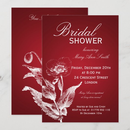 Elegant Vrijgezellenfeest Poppy Red Kaart (Voorkant / Achterkant)