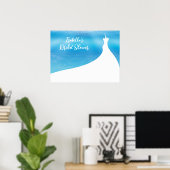 Elegant Vrijgezellenfeest Poster blauwe waterverf (Thuiskantoor)