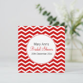 Elegant Vrijgezellenfeest Red Chevron Pattern Kaart (Staand voorkant)