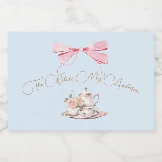 Elegant Vrijgezellenfeest Regency Bow Blue Sparkling Wijnetiket (Enkel label)