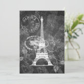 Elegant Vrijgezellenfeest Romantic Paris Black Kaart (Staand voorkant)