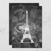 Elegant Vrijgezellenfeest Romantic Paris Black Kaart (Voorkant / Achterkant)