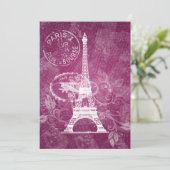 Elegant Vrijgezellenfeest Romantic Paris Pink Kaart (Staand voorkant)