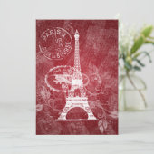 Elegant Vrijgezellenfeest Romantic Paris Red Kaart (Staand voorkant)