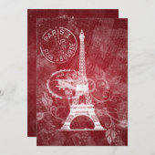 Elegant Vrijgezellenfeest Romantic Paris Red Kaart (Voorkant / Achterkant)