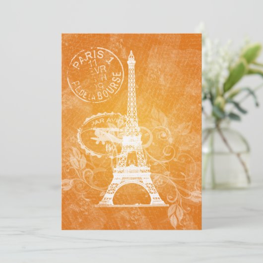 Elegant Vrijgezellenfeest Romantic Paris Sinaasapp Kaart (Staand voorkant)