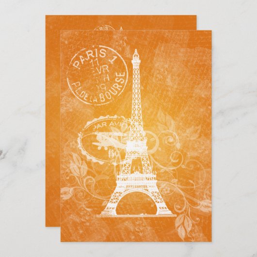 Elegant Vrijgezellenfeest Romantic Paris Sinaasapp Kaart (Voorkant / Achterkant)