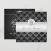 Elegant Vrijgezellenfeest Royal Crown Black Kaart (Voorkant / Achterkant)