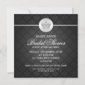 Elegant Vrijgezellenfeest Royal Crown Black Kaart (Achterkant)