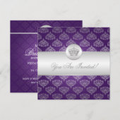 Elegant Vrijgezellenfeest Royal Crown Paars Kaart (Voorkant / Achterkant)