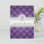 Elegant Vrijgezellenfeest Royal Crown Paars Kaart (Staand voorkant)