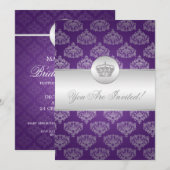 Elegant Vrijgezellenfeest Royal Crown Paars Kaart (Voorkant / Achterkant)