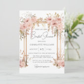 Elegant Vrijgezellenfeest roze bloemboog Kaart (Staand voorkant)